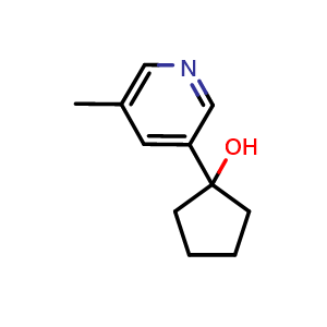 Chemical structure of 1-(5-Methyl-3-pyridinyl)cyclopentanol , CAS 1552009-73-0, AChemBlock AD293289
