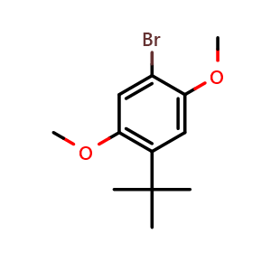 Chemical structure of 1-Bromo-4-tert-butyl-2,5-dimethoxybenzene , CAS 2180-35-0, AChemBlock AD293294