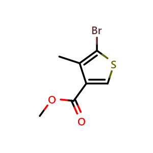 Chemical structure of 3-Thiophenecarboxylic acid, 5-bromo-4-methyl-, methyl ester , CAS 1519255-52-7, AChemBlock AD293298