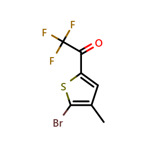 Chemical structure of 1-(5-Bromo-4-methyl-2-thienyl)-2,2,2-trifluoroethanone , CAS 1506267-37-3, AChemBlock AD293302