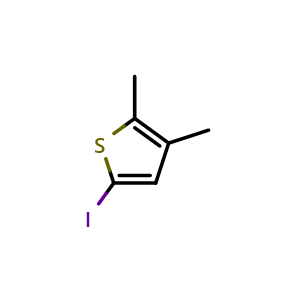 Chemical structure of 5-Iodo-2,3-dimethylthiophene , CAS 16488-64-5, AChemBlock AD293303