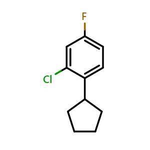 Chemical structure of 2-chloro-1-cyclopentyl-4-fluorobenzene , CAS 2921687-30-9, AChemBlock AD293308