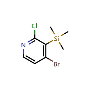 Chemical structure of 4-Bromo-2-chloro-3-(trimethylsilyl)pyridine , CAS 128071-85-2, AChemBlock AD293313