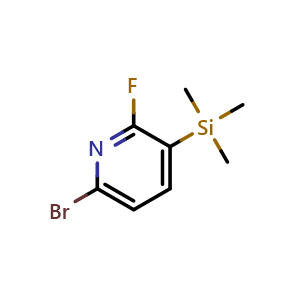 Chemical structure of 6-Bromo-2-fluoro-3-(trimethylsilyl)pyridine , CAS 2089277-62-1, AChemBlock AD293316