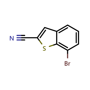 Chemical structure of 7-Bromobenzo[b]thiophene-2-carbonitrile , CAS 1098607-73-8, AChemBlock AD293324