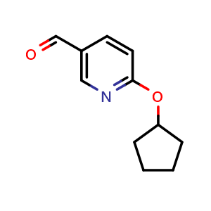 Chemical structure of 6-(cyclopentyloxy)nicotinaldehyde , CAS 916792-14-8, AChemBlock AD293335