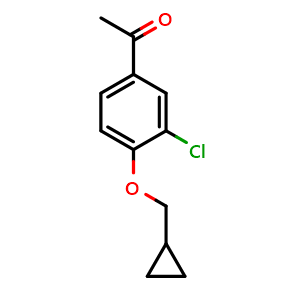 Chemical structure of 1-(3-chloro-4-(cyclopropylmethoxy)phenyl)ethanone , CAS 63007-64-7, AChemBlock AD293337