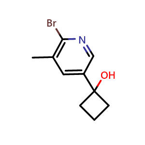 Chemical structure of 1-(6-bromo-5-methylpyridin-3-yl)cyclobutanol , CAS 2921869-40-9, AChemBlock AD293346
