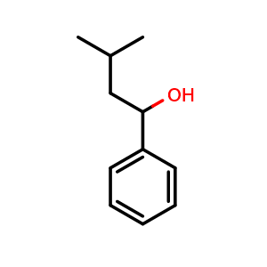 Chemical structure of 3-methyl-1-phenylbutan-1-ol , CAS 1565-86-2, AChemBlock AD293351