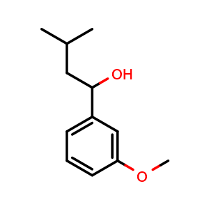 Chemical structure of 1-(3-methoxyphenyl)-3-methylbutan-1-ol , CAS 78682-47-0, AChemBlock AD293355