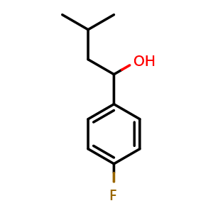 Chemical structure of 1-(4-fluorophenyl)-3-methylbutan-1-ol , CAS 92146-57-1, AChemBlock AD293356