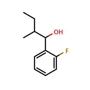 Chemical structure of 1-(2-fluorophenyl)-2-methylbutan-1-ol , CAS 1343248-04-3, AChemBlock AD293359