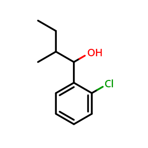 Chemical structure of 1-(2-chlorophenyl)-2-methylbutan-1-ol , CAS 124285-92-3, AChemBlock AD293361