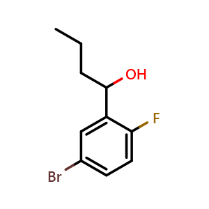 Chemical structure of 1-(5-bromo-2-fluorophenyl)butan-1-ol , CAS 1197943-58-0, AChemBlock AD293366