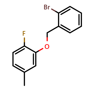 Chemical structure of 2-[(2-Bromophenyl)methoxy]-1-fluoro-4-methylbenzene , CAS 1480887-62-4, AChemBlock AD293373