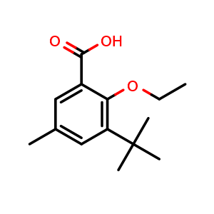 Chemical structure of 3-(1,1-Dimethylethyl)-2-ethoxy-5-methylbenzoic acid , CAS 1367822-33-0, AChemBlock AD293380
