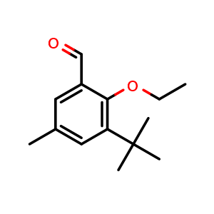 Chemical structure of 3-(1,1-Dimethylethyl)-2-ethoxy-5-methylbenzaldehyde , CAS 944664-83-9, AChemBlock AD293381