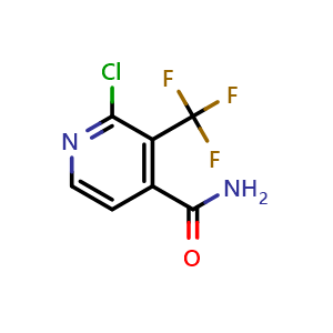 Chemical structure of 2-Chloro-3-(trifluoromethyl)-4-pyridinecarboxamide , CAS 1807146-62-8, AChemBlock AD293386