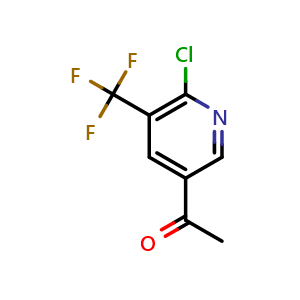 Chemical structure of 1-[6-Chloro-5-(trifluoromethyl)-3-pyridinyl]ethanone , CAS 1245915-41-6, AChemBlock AD293388