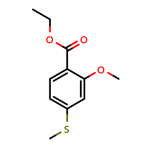 Chemical structure of Ethyl 2-methoxy-4-(methylthio)benzoate , CAS 288154-98-3, AChemBlock AD293389