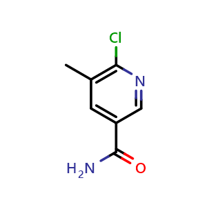 Chemical structure of 6-Chloro-5-methyl-3-pyridinecarboxamide , CAS 65169-44-0, AChemBlock AD293391