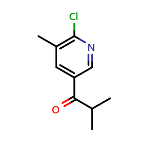 Chemical structure of 1-(6-Chloro-5-methyl-3-pyridinyl)-2-methyl-1-propanone , CAS 2355223-68-4, AChemBlock AD293392