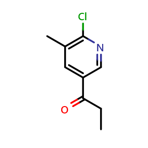 Chemical structure of 1-(6-Chloro-5-methyl-3-pyridinyl)-1-propanone , CAS 1355230-69-1, AChemBlock AD293394