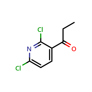 Chemical structure of 1-(2,6-Dichloro-3-pyridinyl)-1-propanone , CAS 166525-47-9, AChemBlock AD293401