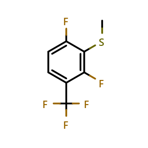 Chemical structure of 1,3-Difluoro-2-(methylthio)-4-(trifluoromethyl)benzene , CAS 2706032-12-2, AChemBlock AD293404