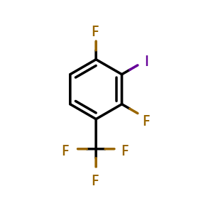 Chemical structure of 1,3-Difluoro-2-iodo-4-(trifluoromethyl)benzene , CAS 2089257-26-9, AChemBlock AD293405