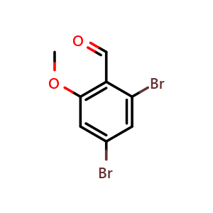 Chemical structure of 2,4-Dibromo-6-methoxybenzaldehyde , CAS 856766-93-3, AChemBlock AD293412