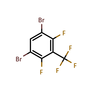 Chemical structure of 1,5-Dibromo-2,4-difluoro-3-(trifluoromethyl)benzene , CAS 1803830-79-6, AChemBlock AD293414