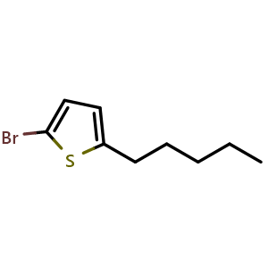 Chemical structure of 2-Bromo-5-pentylthiophene , CAS 301199-32-6, AChemBlock AD293416