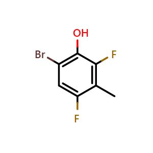Chemical structure of 6-Bromo-2,4-difluoro-3-methylphenol , CAS 1784551-68-3, AChemBlock AD293422
