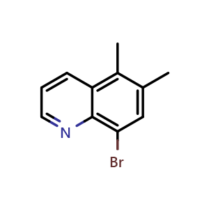 Chemical structure of 8-Bromo-5,6-dimethylquinoline , CAS 1378260-16-2, AChemBlock AD293426