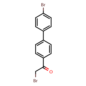 Chemical structure of 2-bromo-1-(4'-bromo-[1,1'-biphenyl]-4-yl)ethanone , CAS 94512-73-9, AChemBlock AD293435