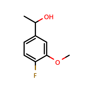 Chemical structure of 1-(4-fluoro-3-methoxyphenyl)ethanol , CAS 870849-56-2, AChemBlock AD293438