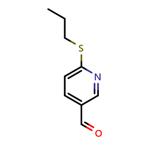 Chemical structure of 6-(Propylthio)-3-pyridinecarboxaldehyde , CAS 1541323-02-7, AChemBlock AD293441