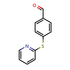 Chemical structure of 4-(2-Pyridinylthio)benzaldehyde , CAS 87626-35-5, AChemBlock AD293443