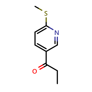 Chemical structure of 1-[6-(Methylthio)-3-pyridinyl]-1-propanone , CAS 1355229-37-6, AChemBlock AD293446