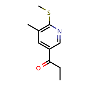 Chemical structure of 1-[5-Methyl-6-(methylthio)-3-pyridinyl]-1-propanone , CAS 1355226-75-3, AChemBlock AD293448
