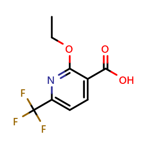 Chemical structure of 2-Ethoxy-6-(trifluoromethyl)-3-pyridinecarboxylic acid , CAS 280566-46-3, AChemBlock AD293464