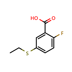 Chemical structure of 5-(Ethylthio)-2-fluorobenzoic acid , CAS 1392210-08-0, AChemBlock AD293468