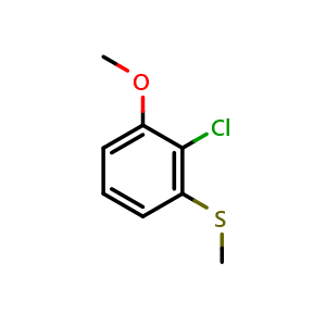 Chemical structure of 2-Chloro-1-methoxy-3-(methylthio)benzene , CAS 1824587-92-9, AChemBlock AD293472