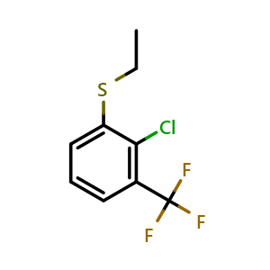 Chemical structure of 2-Chloro-1-(ethylthio)-3-(trifluoromethyl)benzene , CAS 1823085-83-1, AChemBlock AD293473