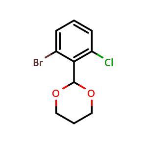 Chemical structure of 2-(2-Bromo-6-chlorophenyl)-1,3-dioxane , CAS 3002452-36-7, AChemBlock AD293476