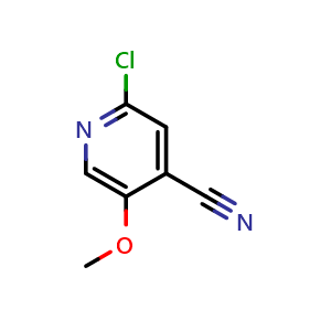 Chemical structure of 2-Chloro-5-methoxy-4-pyridinecarbonitrile , CAS 1211541-36-4, AChemBlock AD293478