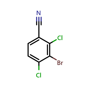 Chemical structure of 3-Bromo-2,4-dichlorobenzonitrile , CAS 2090689-98-6, AChemBlock AD293479