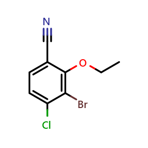Chemical structure of 3-Bromo-4-chloro-2-ethoxybenzonitrile , CAS 2387146-02-1, AChemBlock AD293480