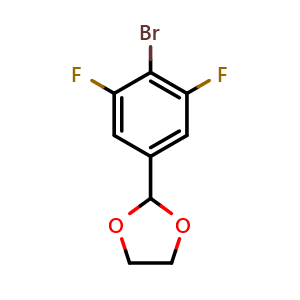 Chemical structure of 2-(4-Bromo-3,5-difluorophenyl)-1,3-dioxolane , CAS 197785-24-3, AChemBlock AD293487